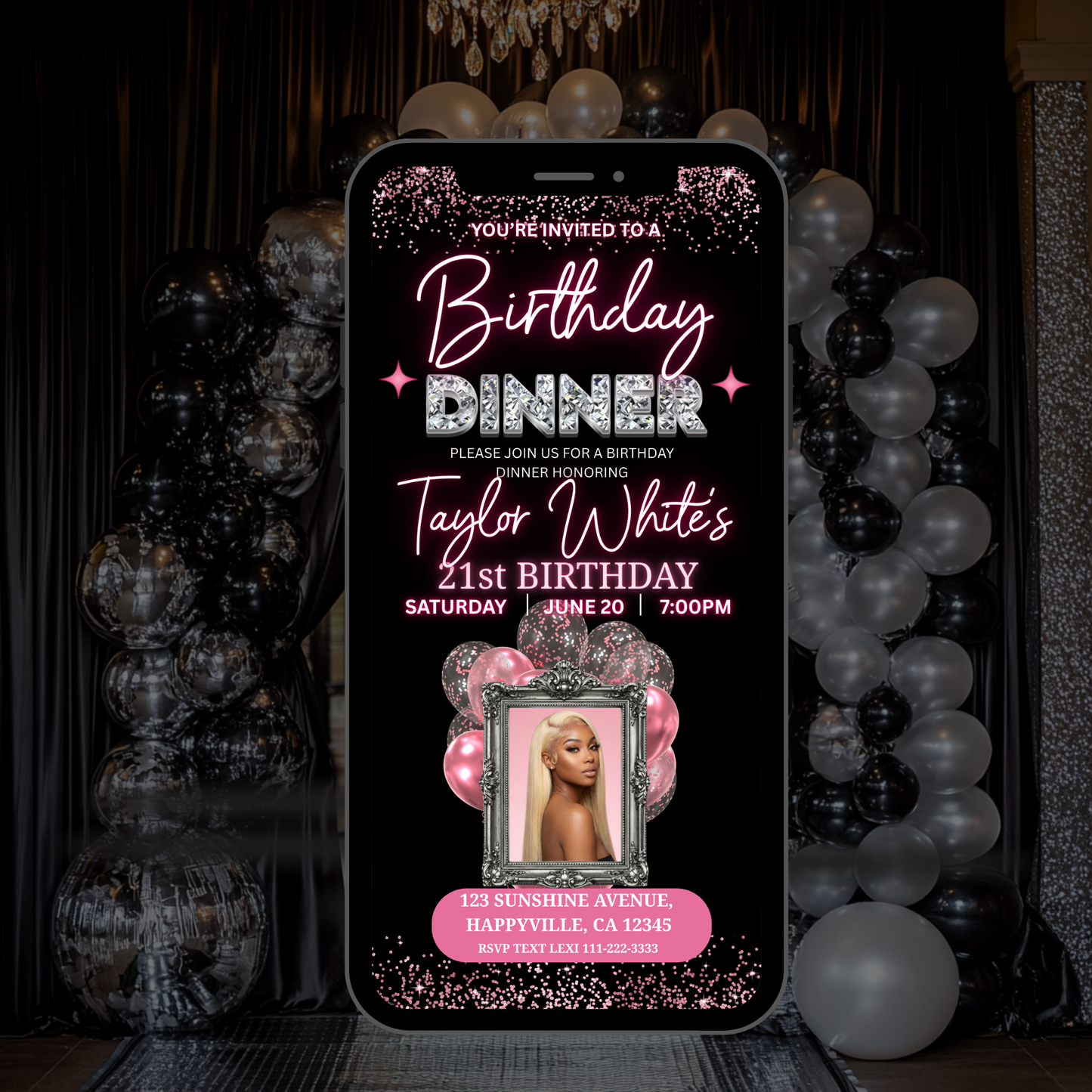 BIRTHDAY DINNER INVITE TEMPLATE - INSTANT DOWNLOAD