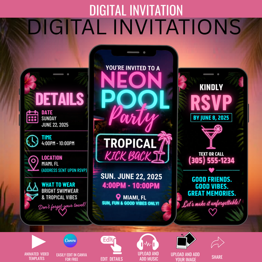 Neon Pool Party- Instant Download