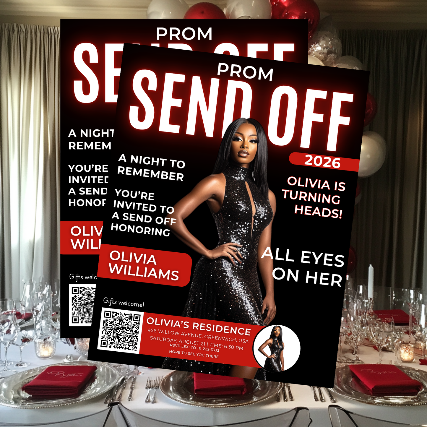 PROM SEND-OFF FLYER INVITE Template(self editing)-Instant Download