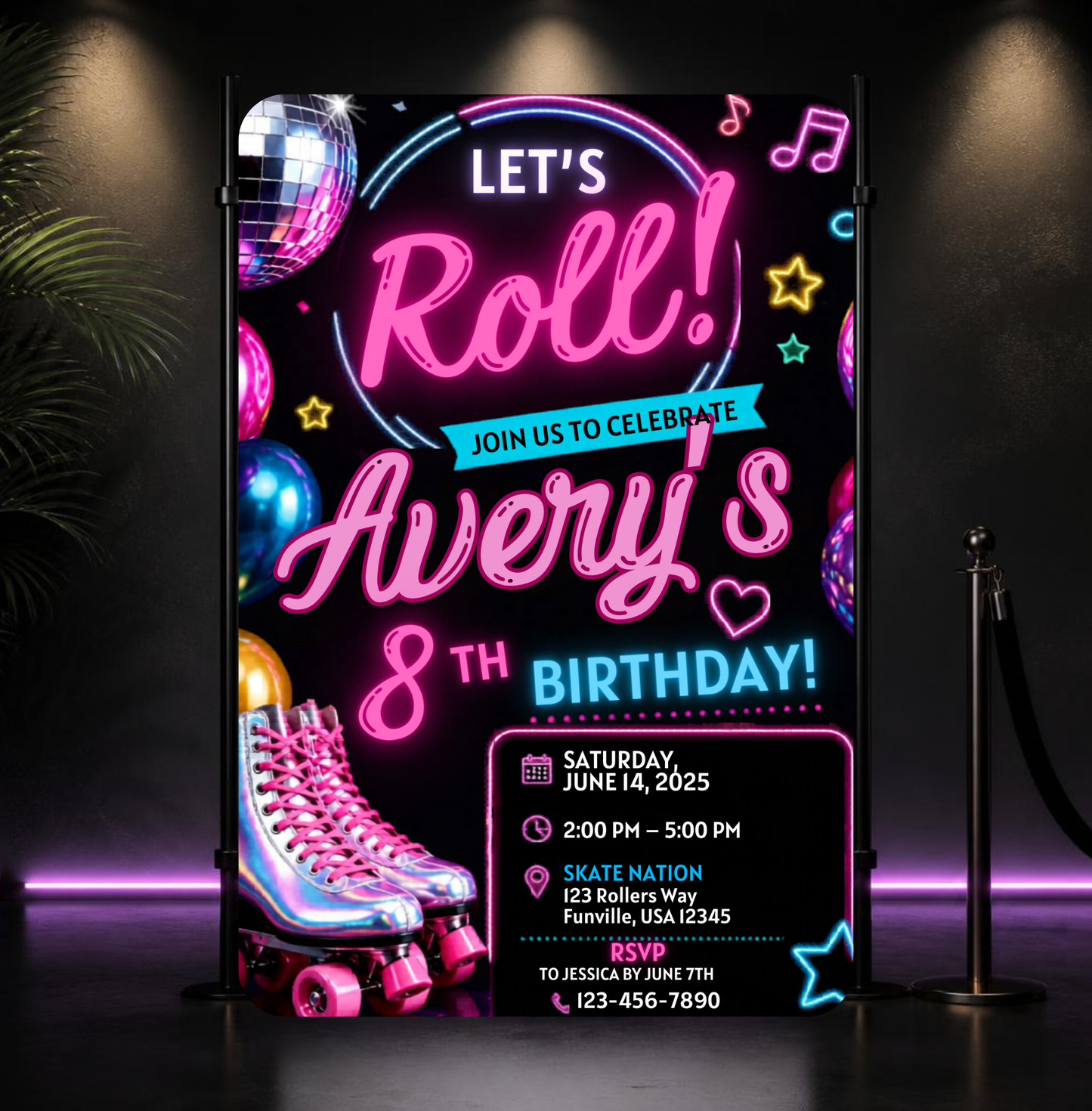 Skating Invitation Animated Template - Instant Download Canva