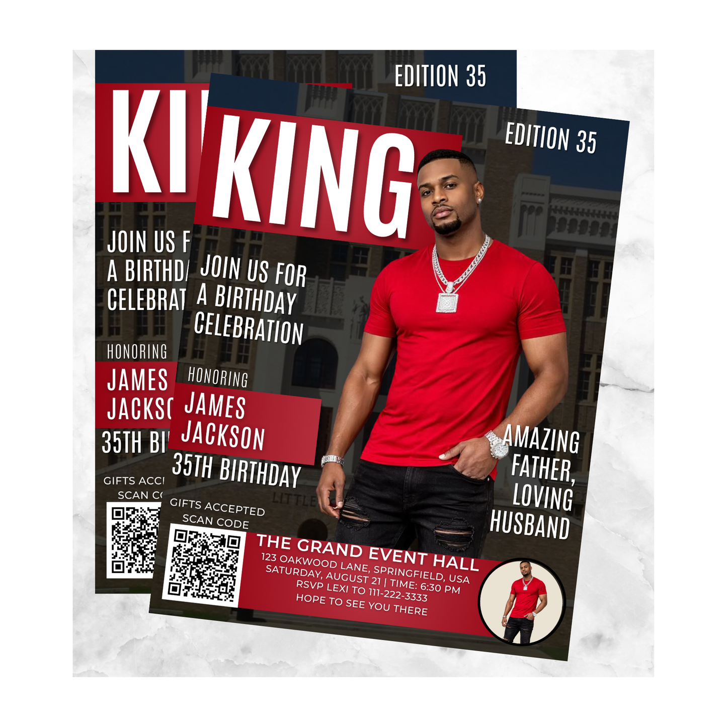 KING MAGAZINE COVER BIRTHDAY PARTY INVITE