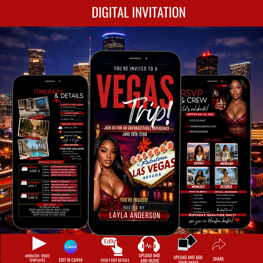 Miami Trip Intinerary Invitation Digital Video Template  -Instant Download