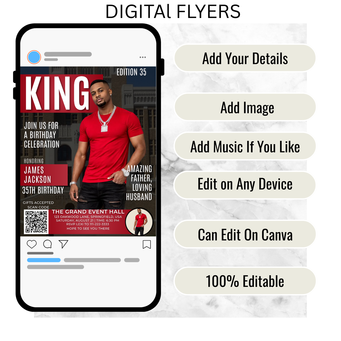 KING MAGAZINE COVER BIRTHDAY PARTY INVITE