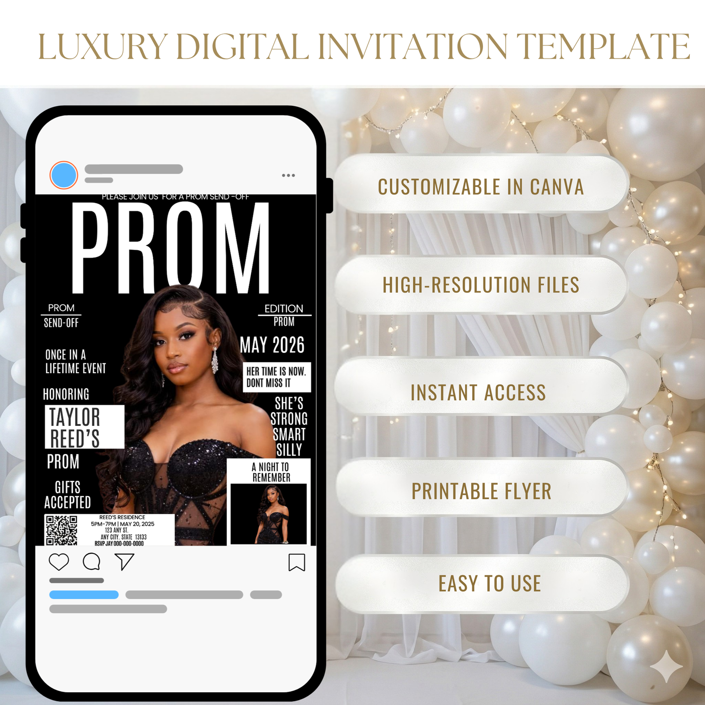 PROM SEND-OFF ANIMATED DIGITAL INVITE- Instant Download