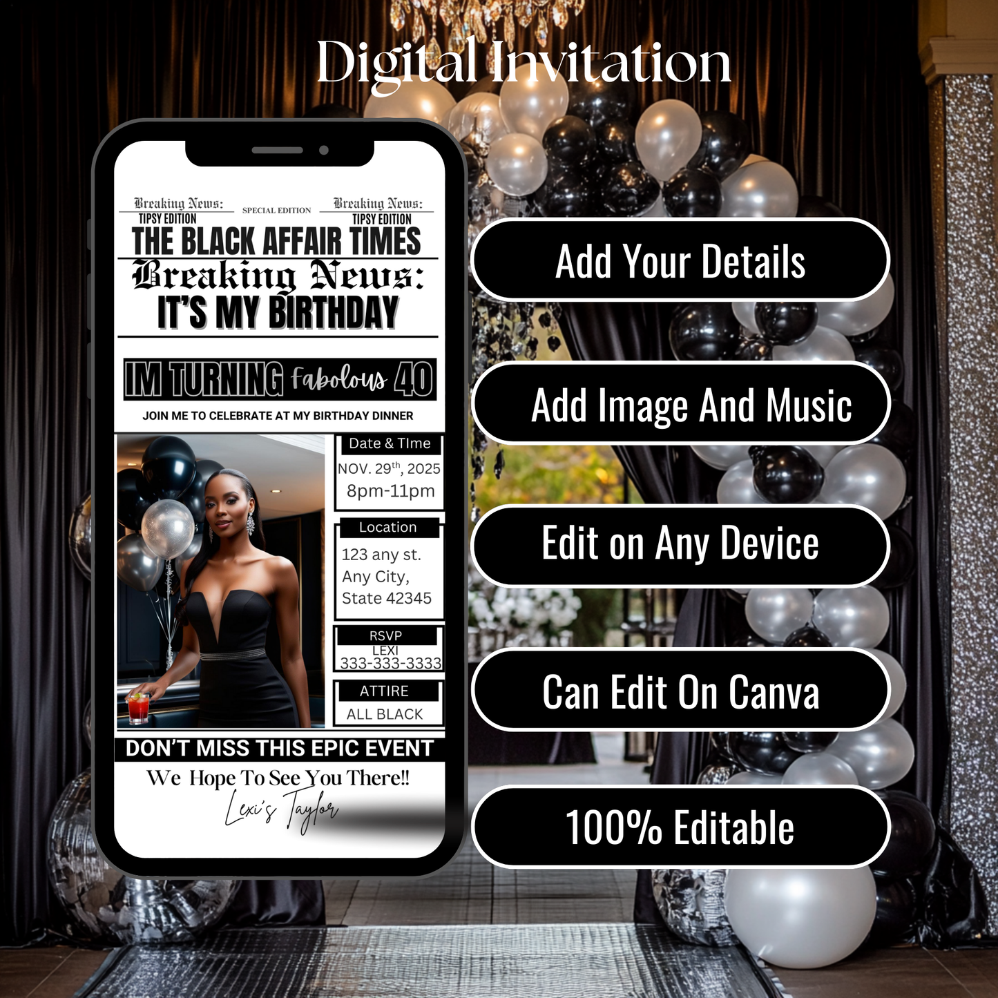 Birthday Digital Invitation - 570