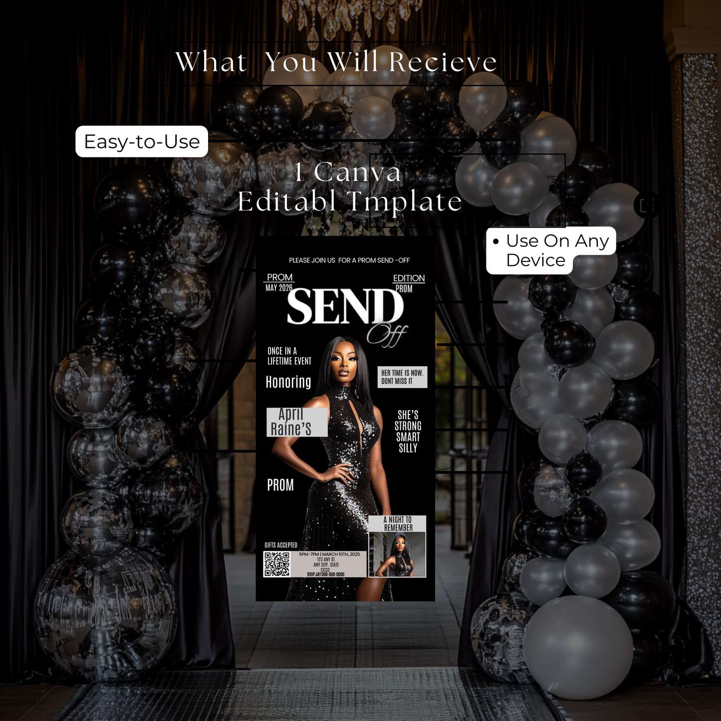 PROM SEND-OFF INVITE Template-Instant Download