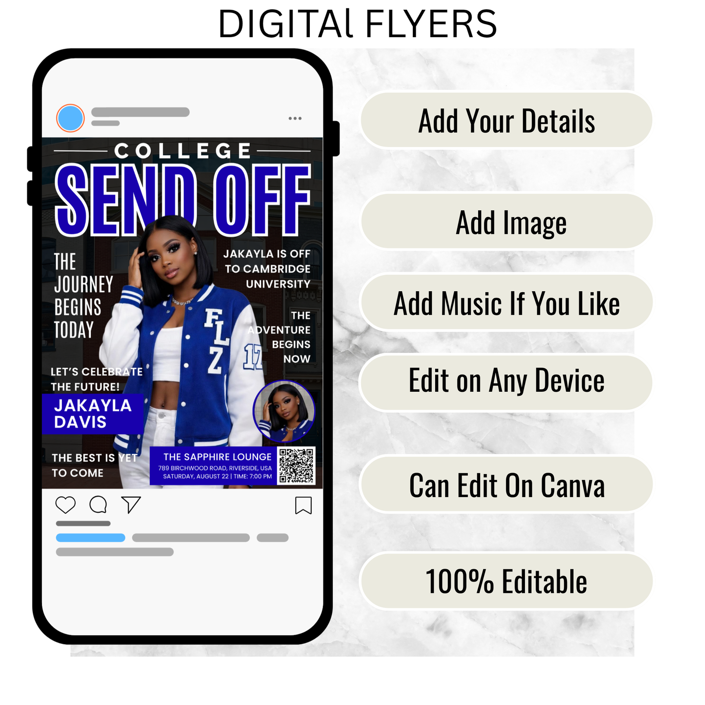 COLLEGE SEND-OFF ANIMATED DIGITAL INVITE- Instant Download
