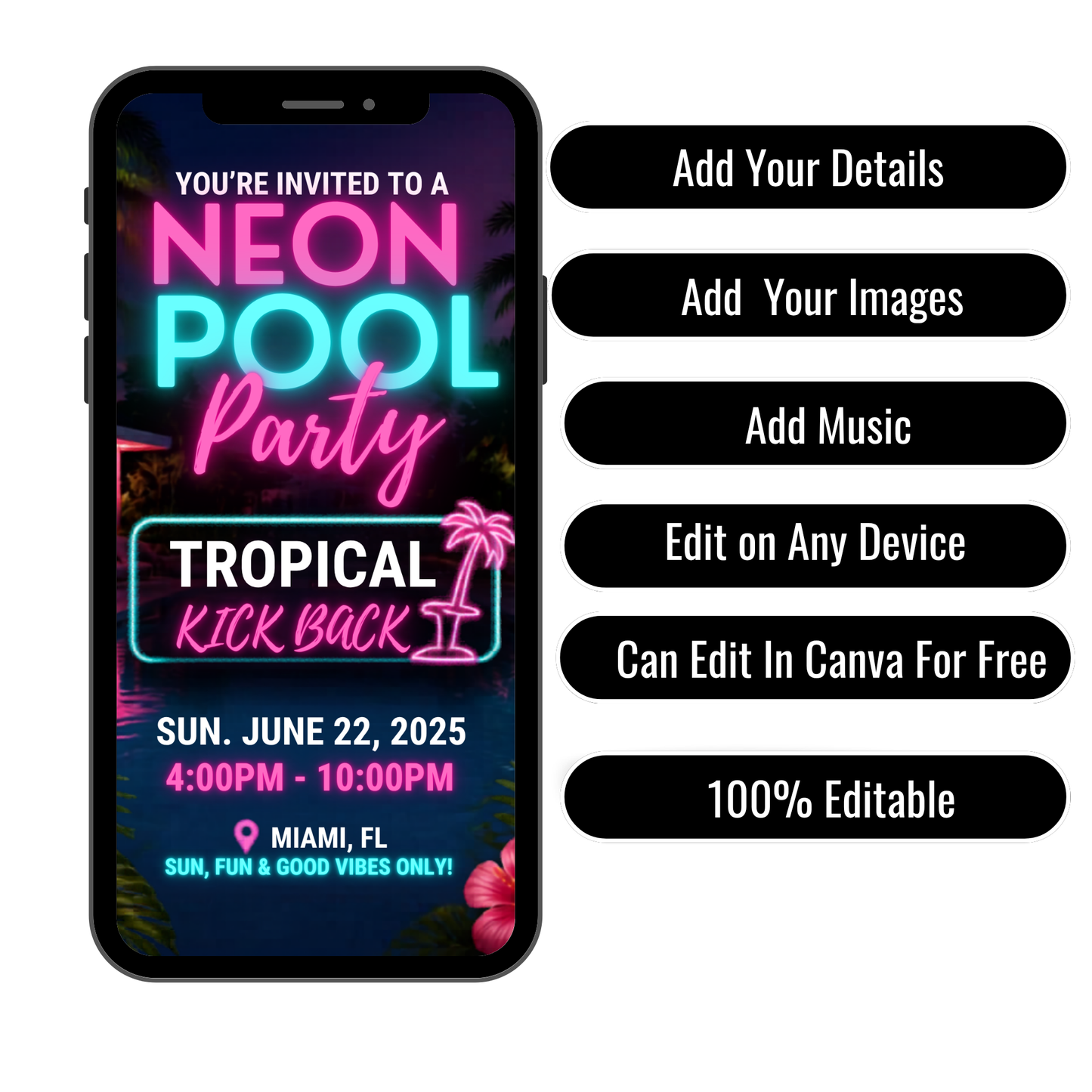 Neon Pool Party- Instant Download