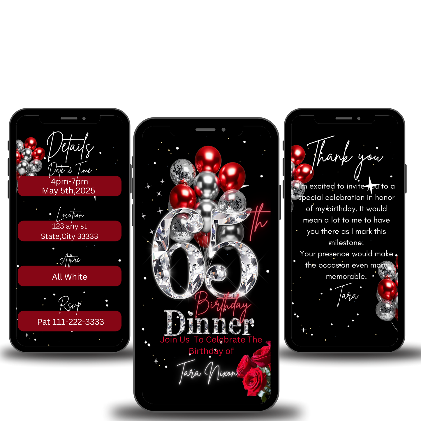 65th Birthday Digital Invitation