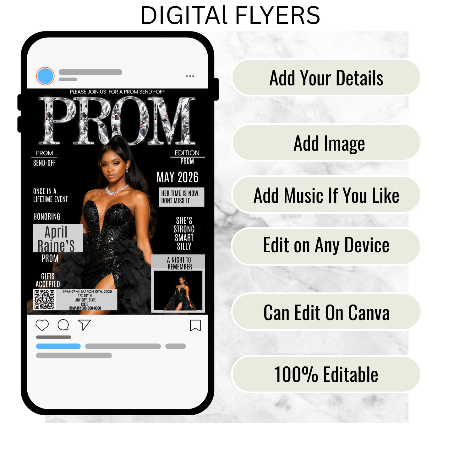 PROM SEND-OFF EDITABLE DIGITAL INVITE- INSTANT DOWNLOAD