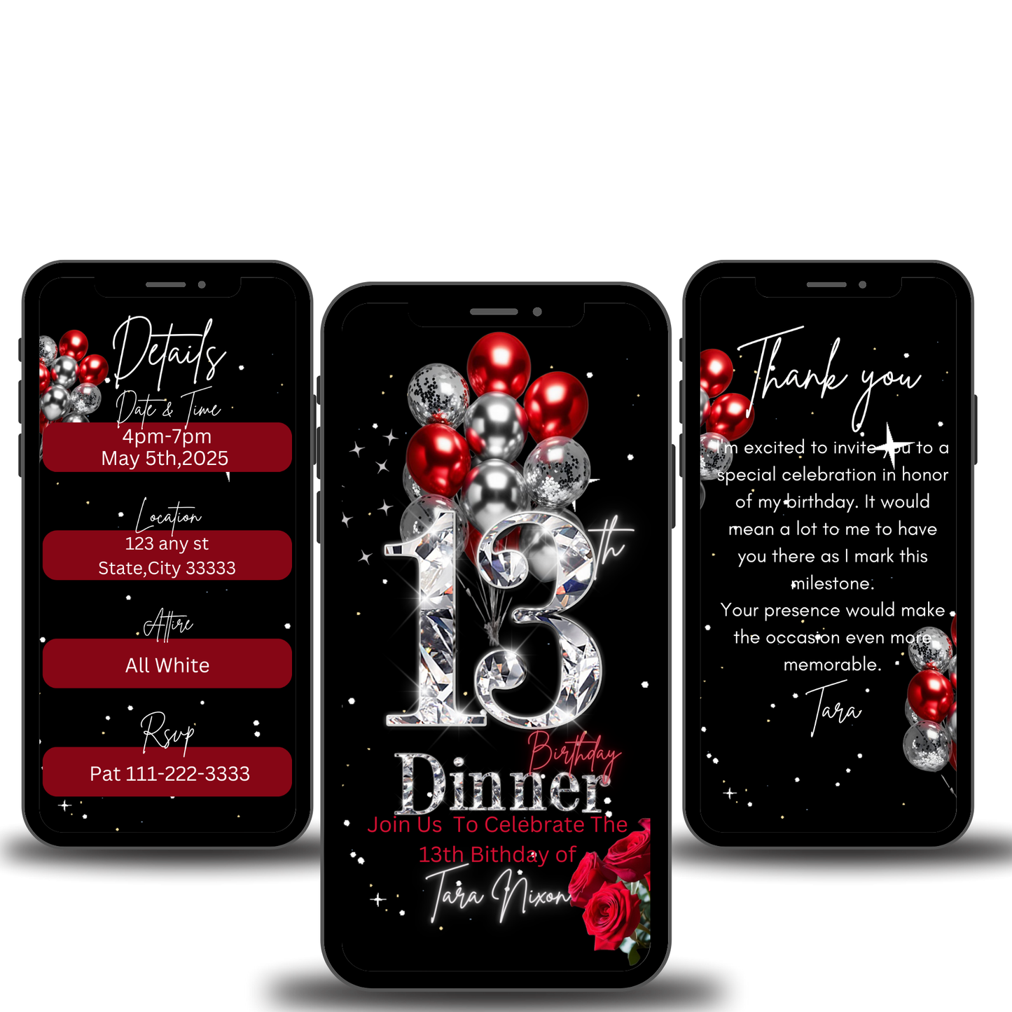 13th Birthday Digital Invitation