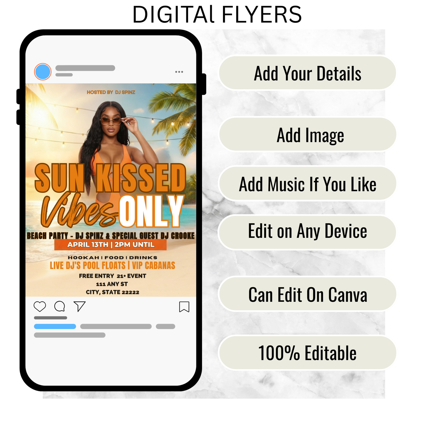 Pool Party Animated Digital Flyer- Instant Download