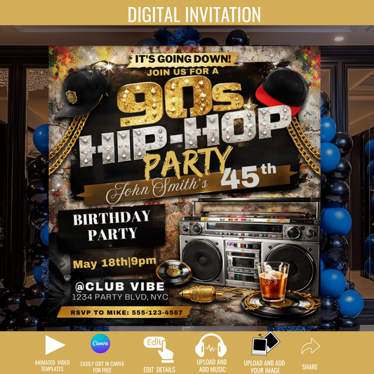 90s HIP HOP Birthday Party Flyer-598