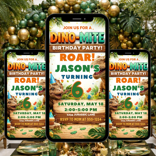 DINOSAUR BIRTHDAY PARTY INVITE-602