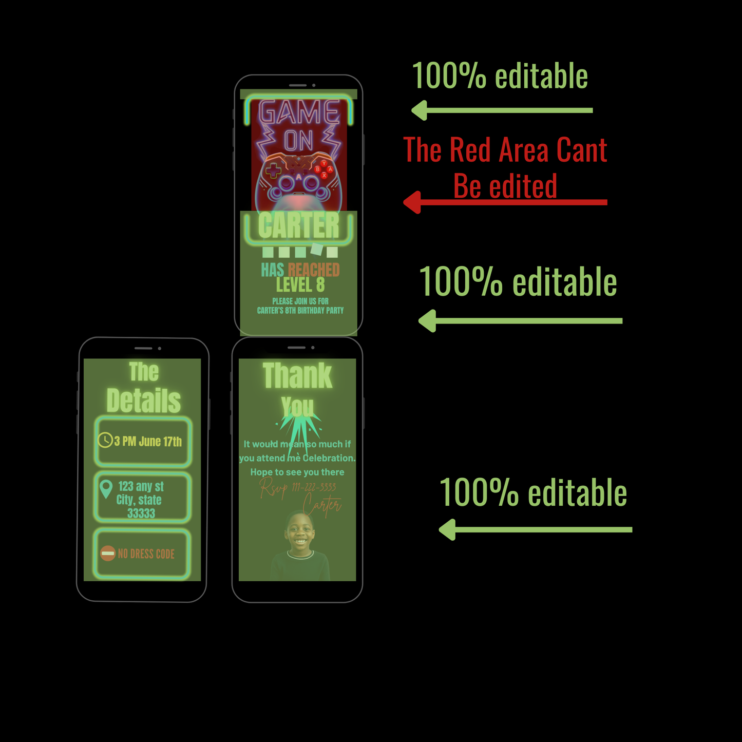 Kids Gamer Birthday  Invitation -290