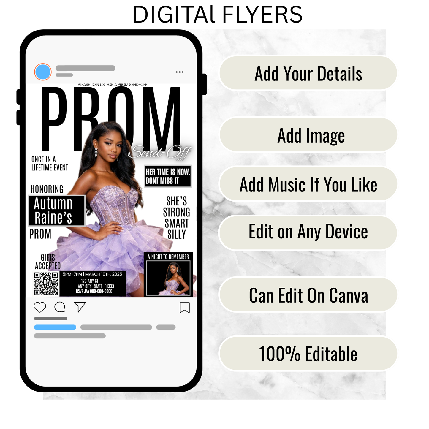 PROM SEND-OFF INVITE Template - Instant Download