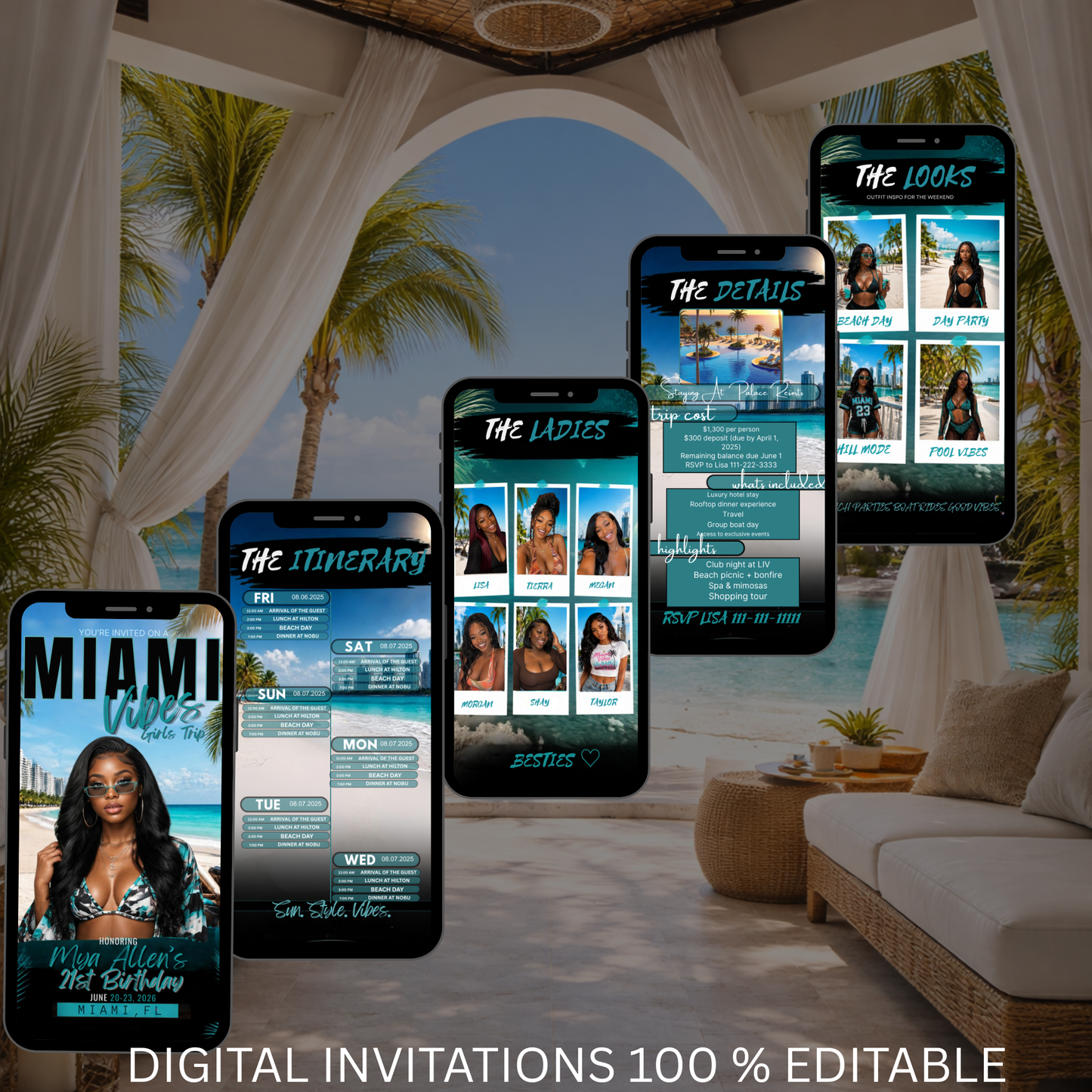 Miami Trip Intinerary Invitation Digital Video Template  -Instant Download