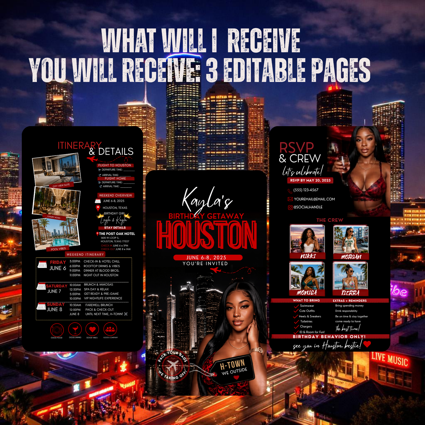 Miami Trip Intinerary Invitation Digital Video Template  -Instant Download
