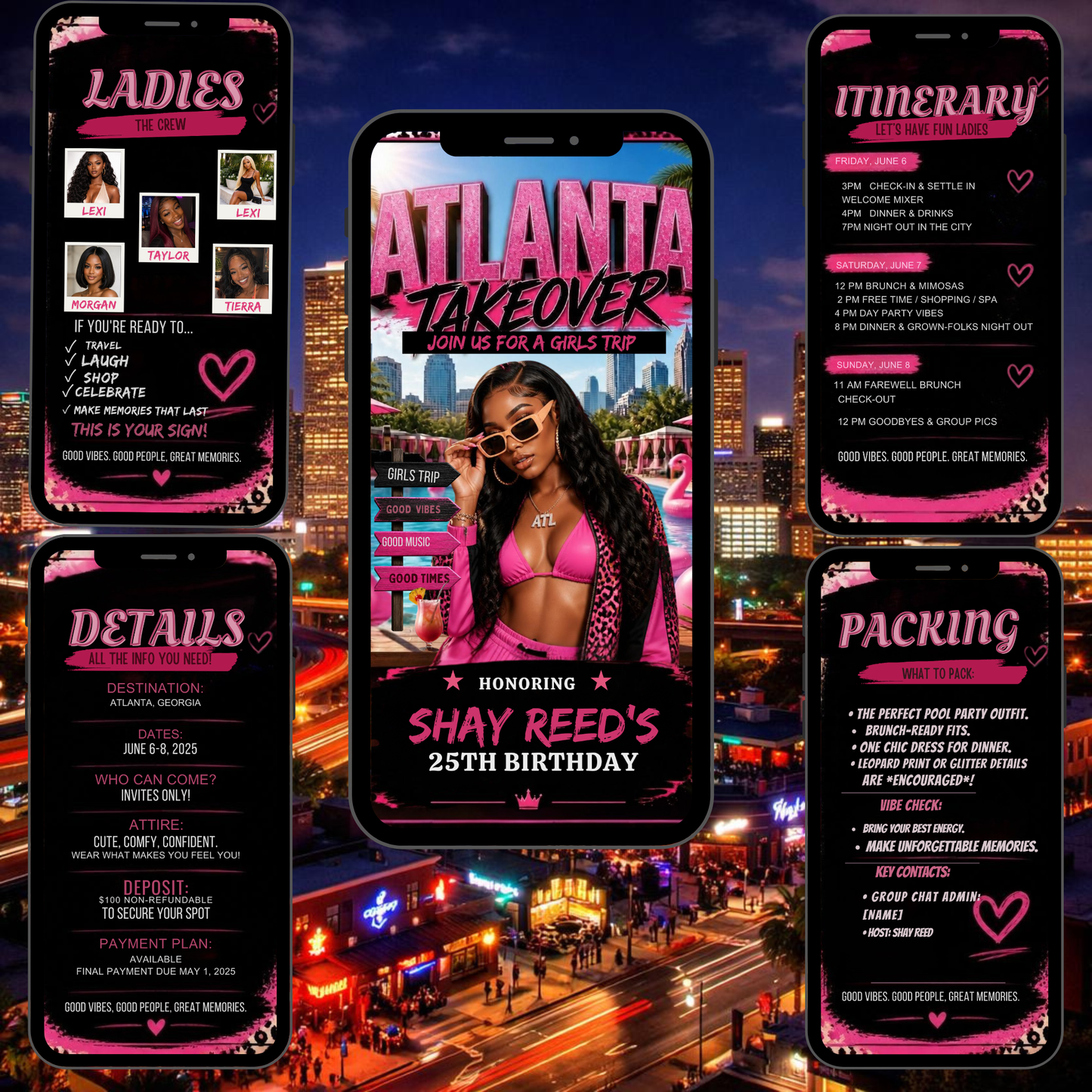 Atlanta Trip Invitation  Itinerary Video Template - Instant Download