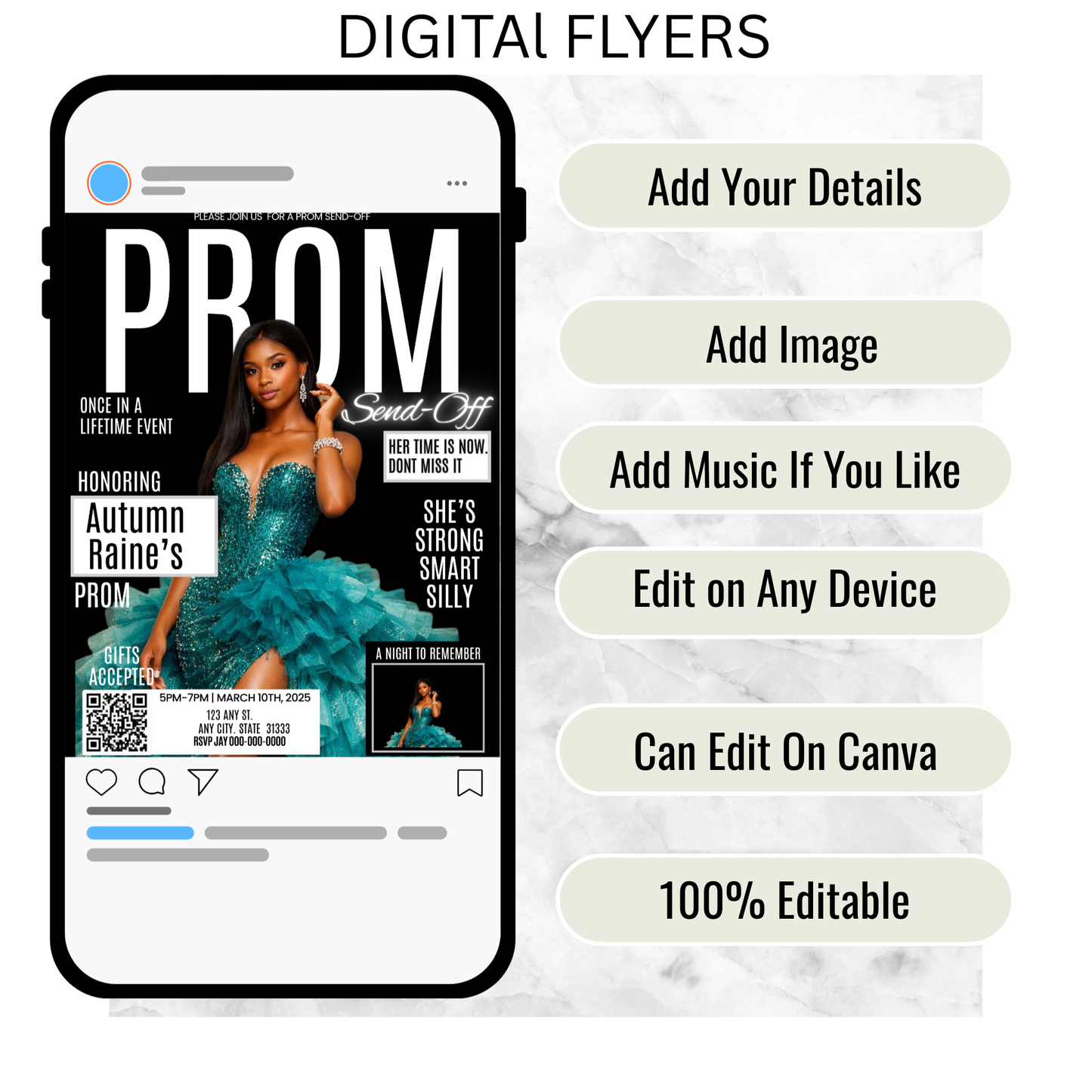 PROM SEND-OFF INVITE Template - Instant Download