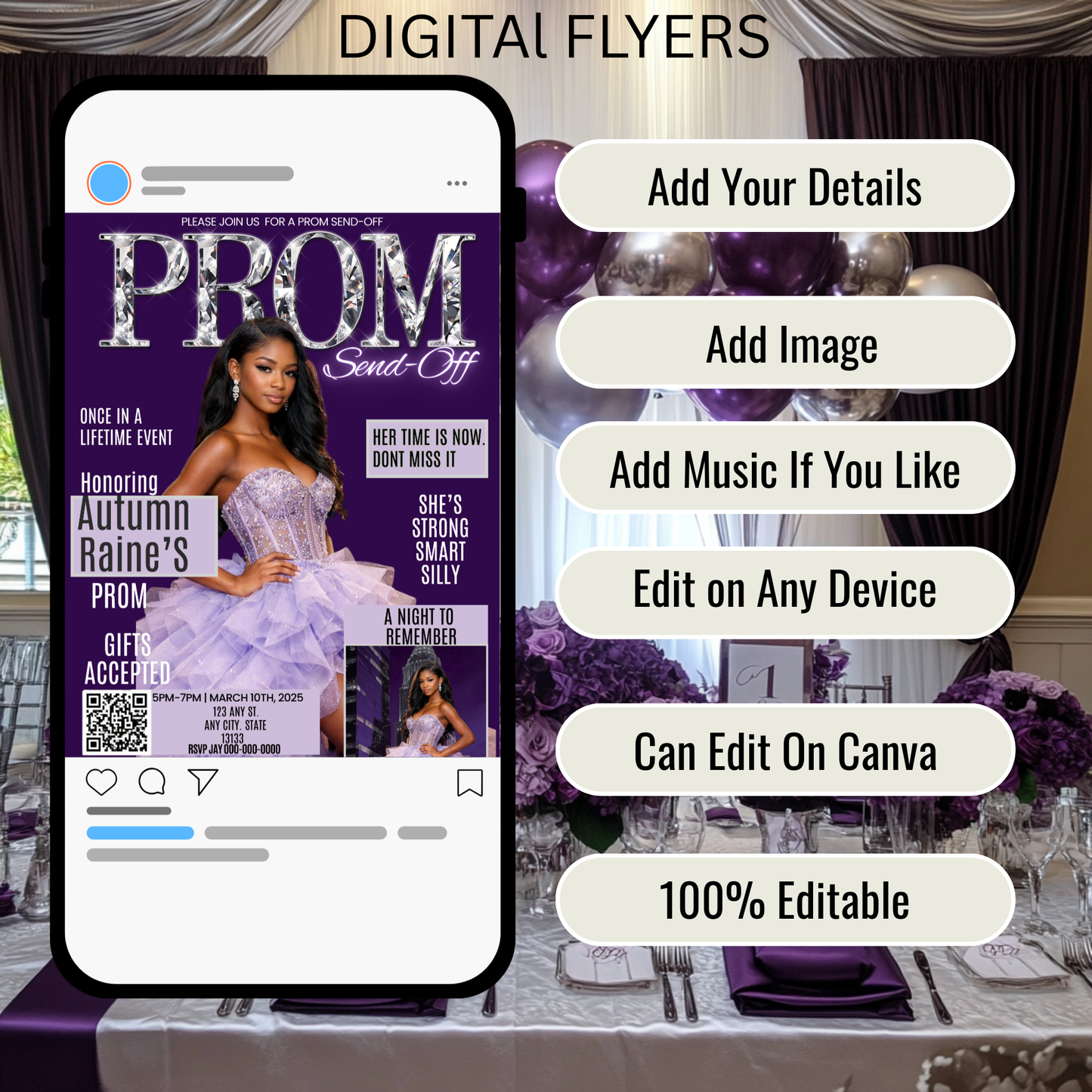 PROM SEND-OFF NVITE Template- Instant Download