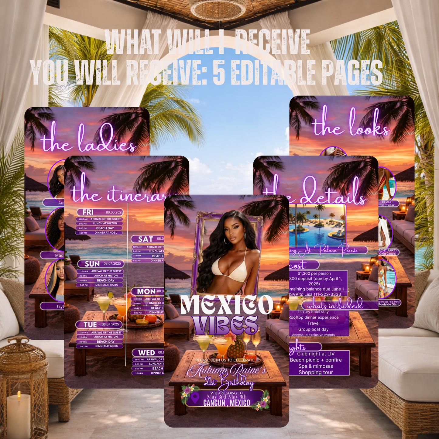 MEXICO TRIP INVITE Itinerary Template-Instant Download