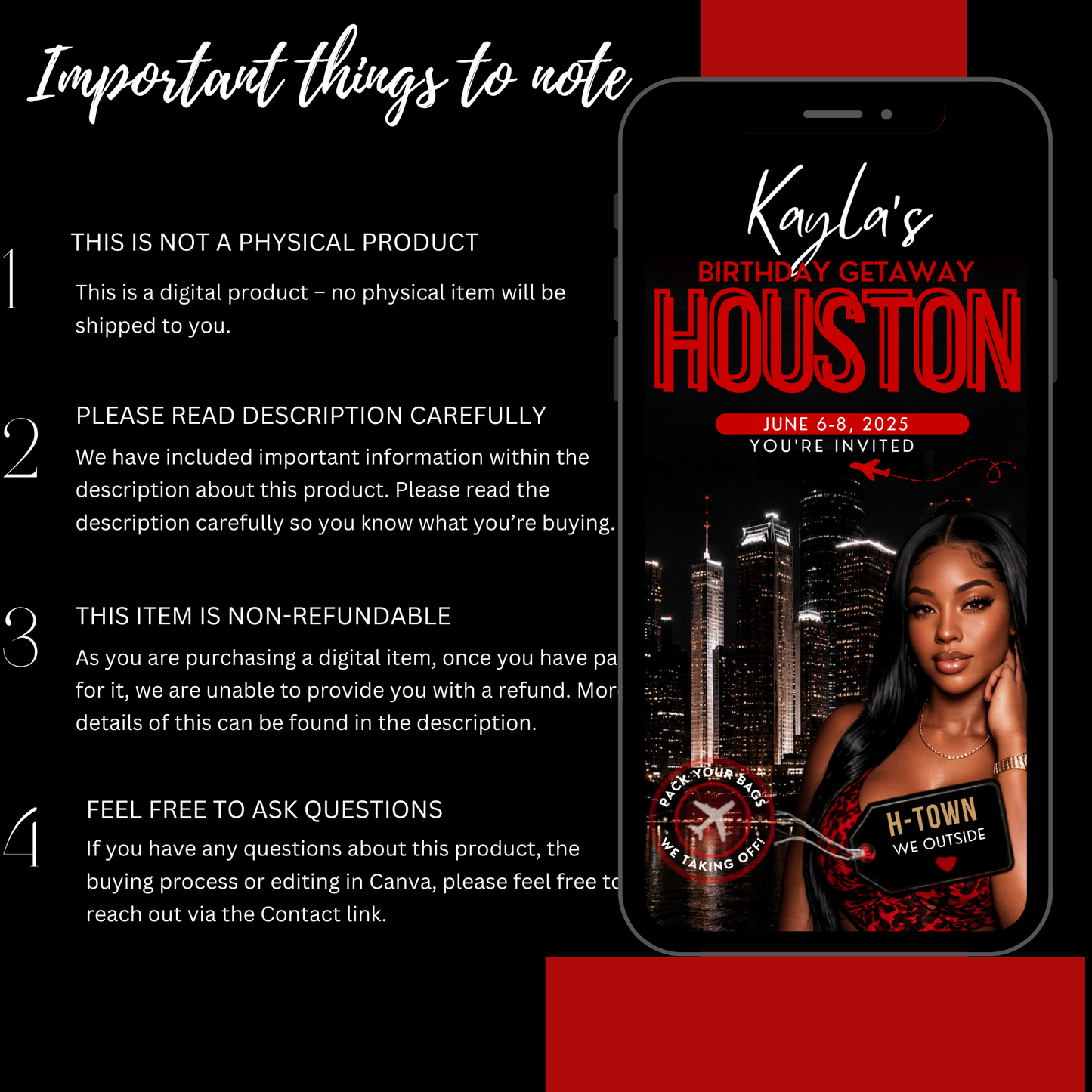 Miami Trip Intinerary Invitation Digital Video Template  -Instant Download