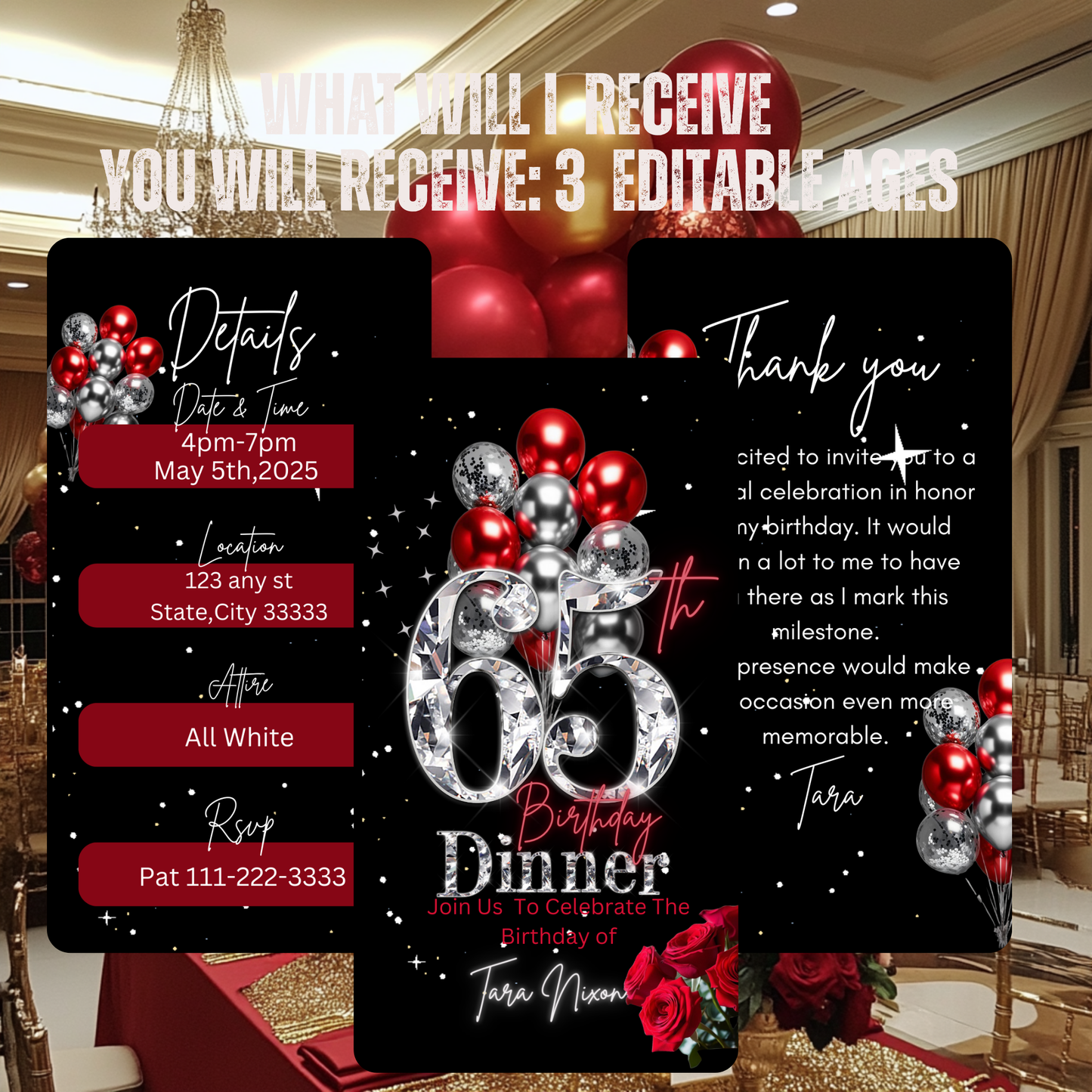 65th Birthday Digital Invitation