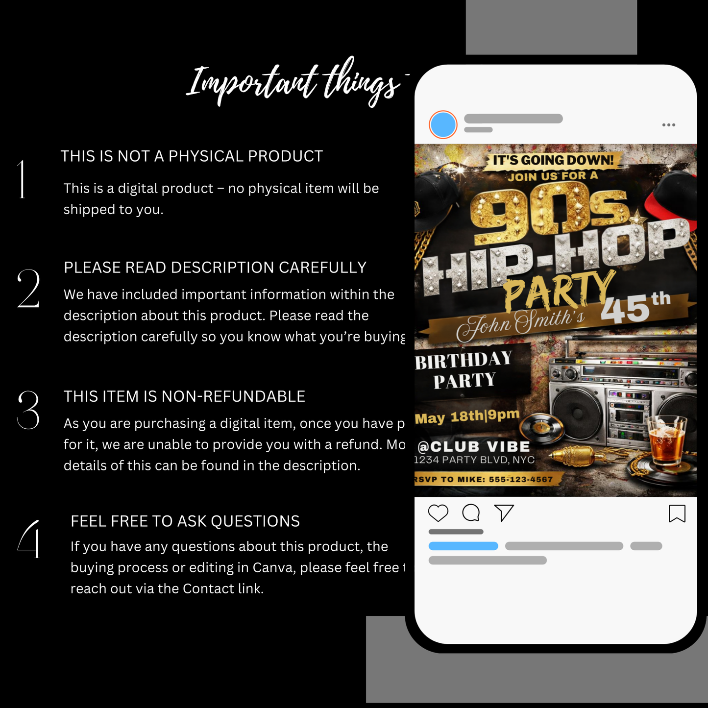 90s HIP HOP Birthday Party Flyer-598