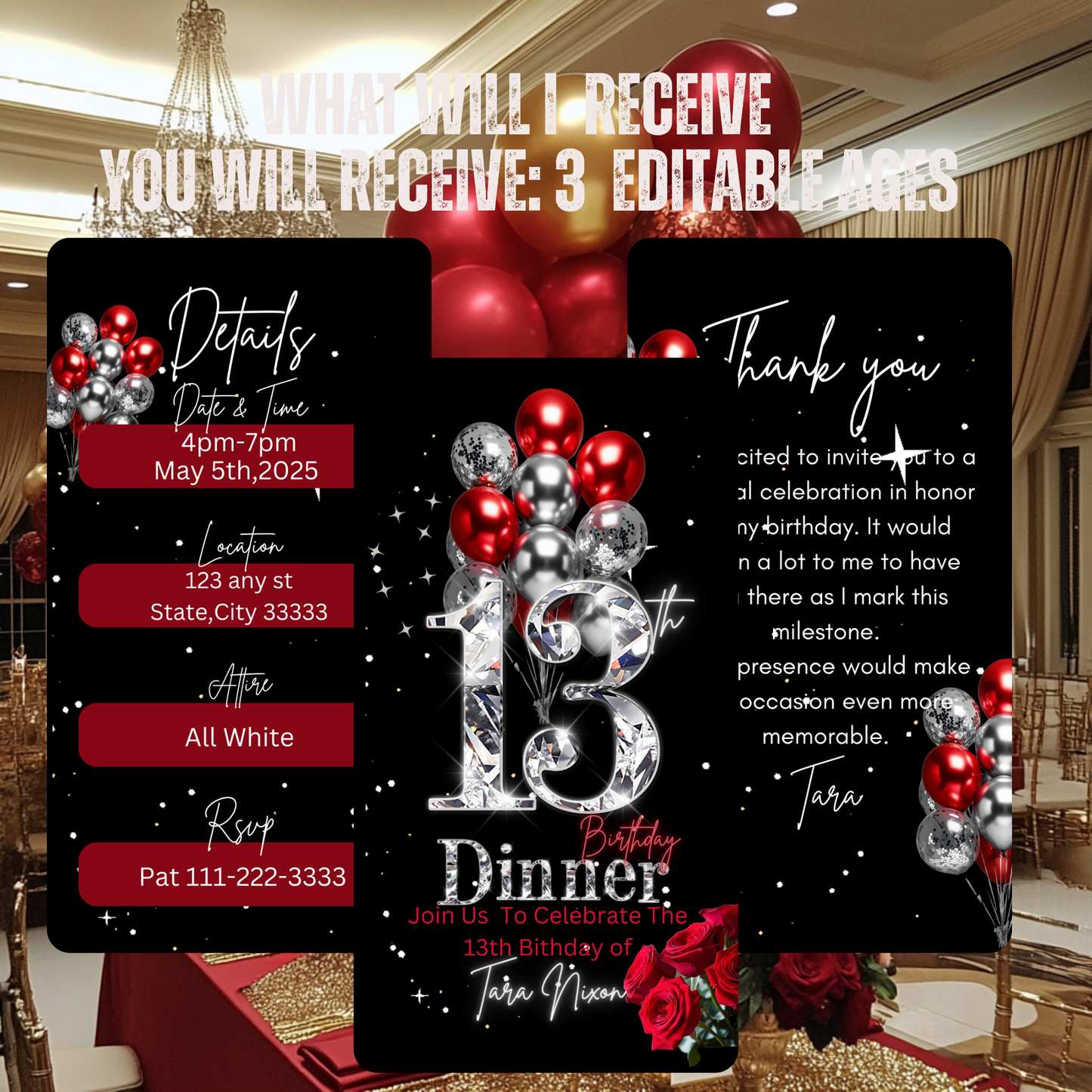 13th Birthday Digital Invitation