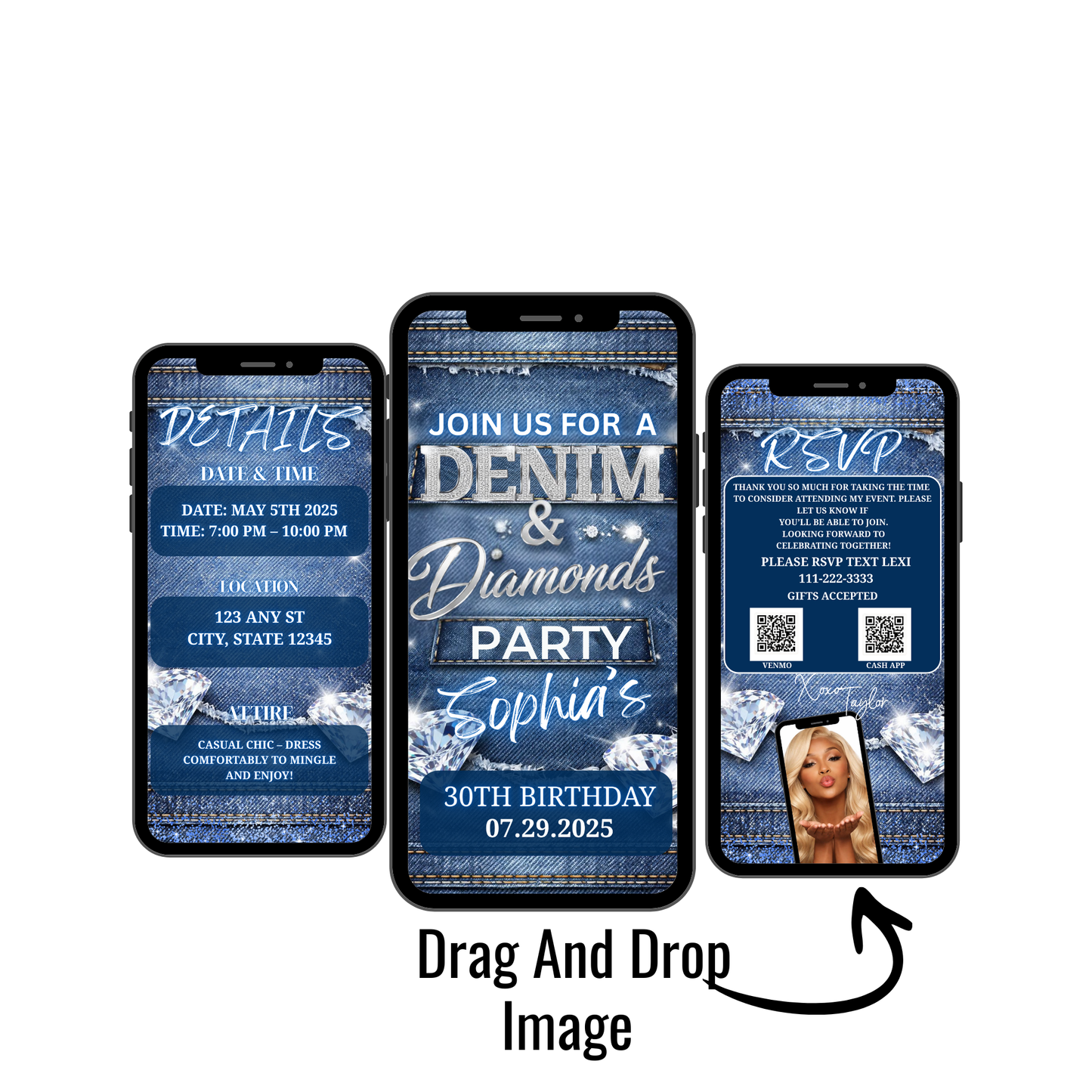 DENIM AND DIAMONDS BIRTHDAY PARTY ANIMATED INVITATION VIDEO-664