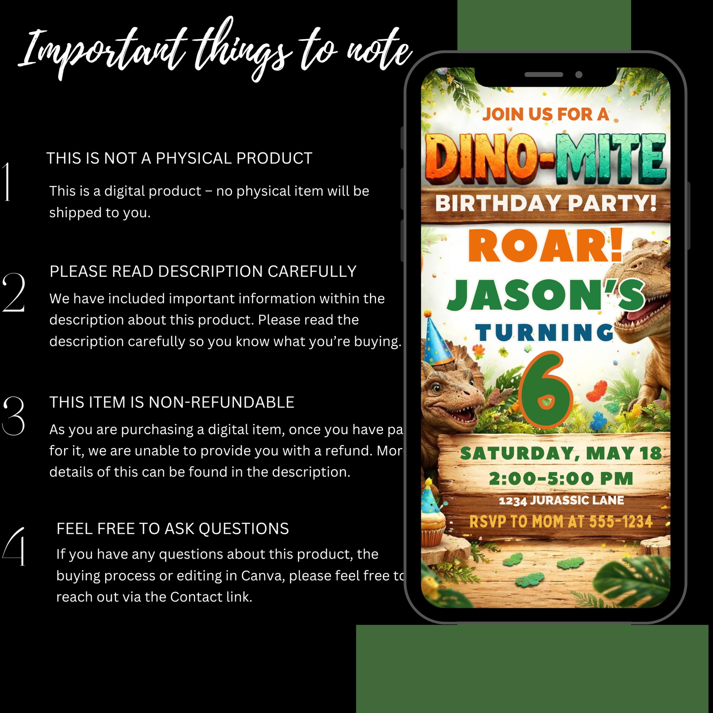 DINOSAUR BIRTHDAY PARTY INVITE-602