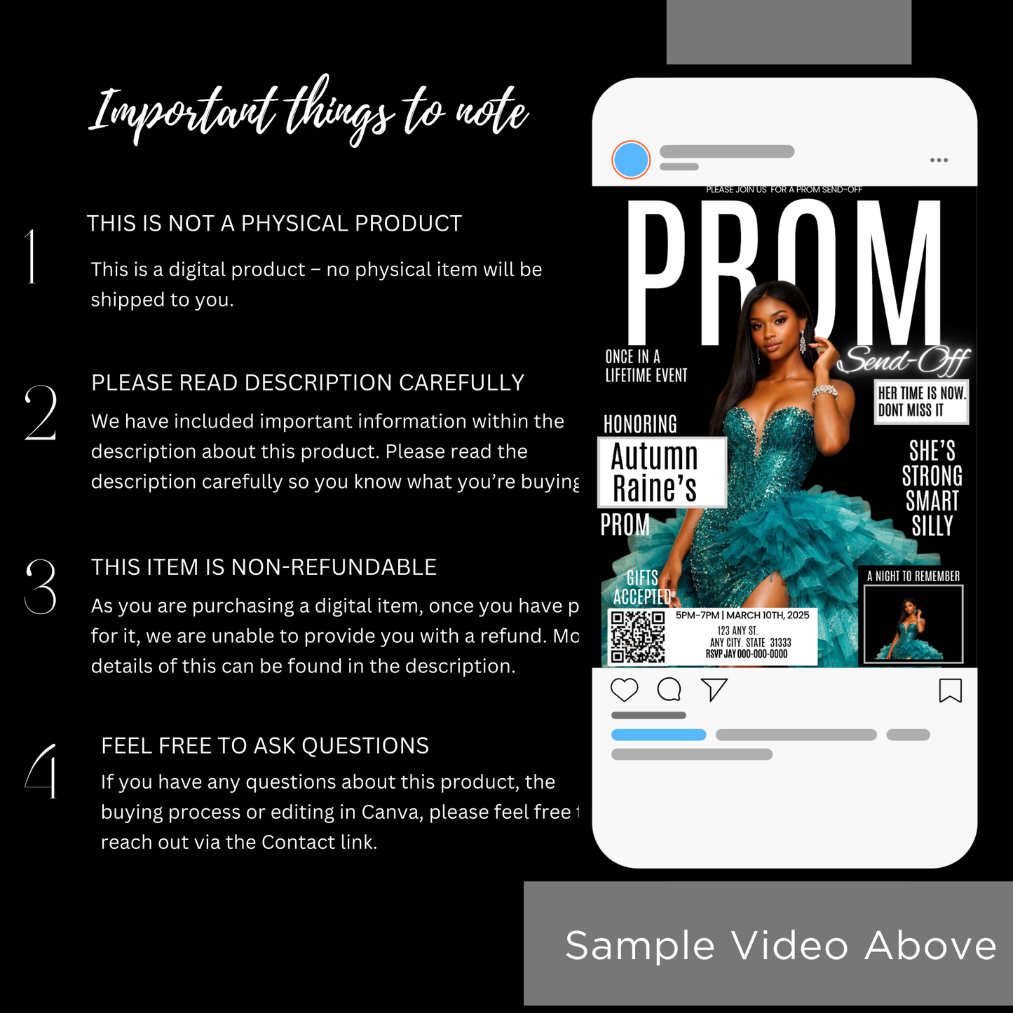 PROM SEND-OFF INVITE Template - Instant Download