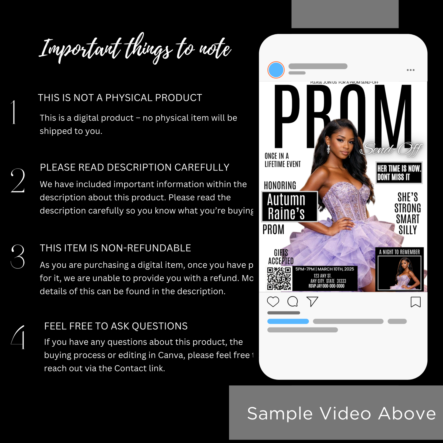 PROM SEND-OFF INVITE Template - Instant Download