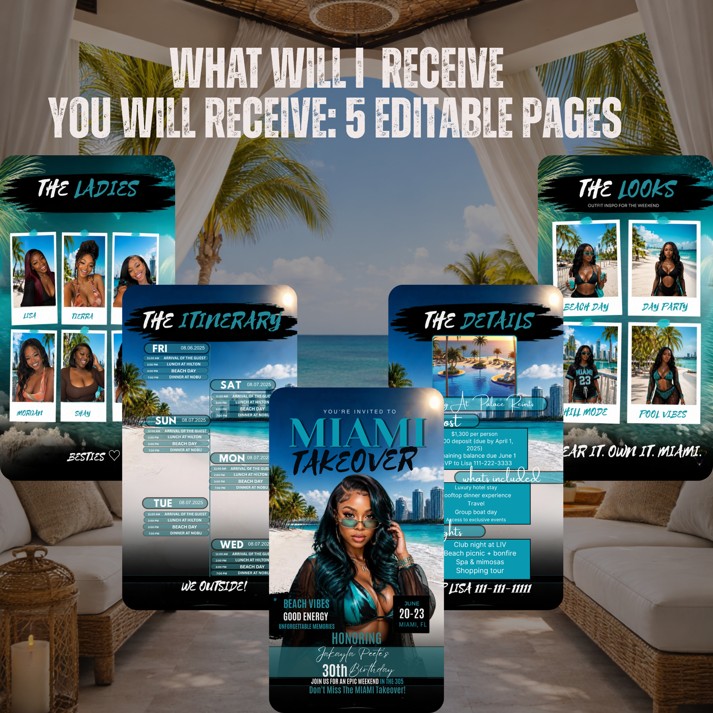Miami Trip Intinerary Invitation Digital Video Template  -Instant Download