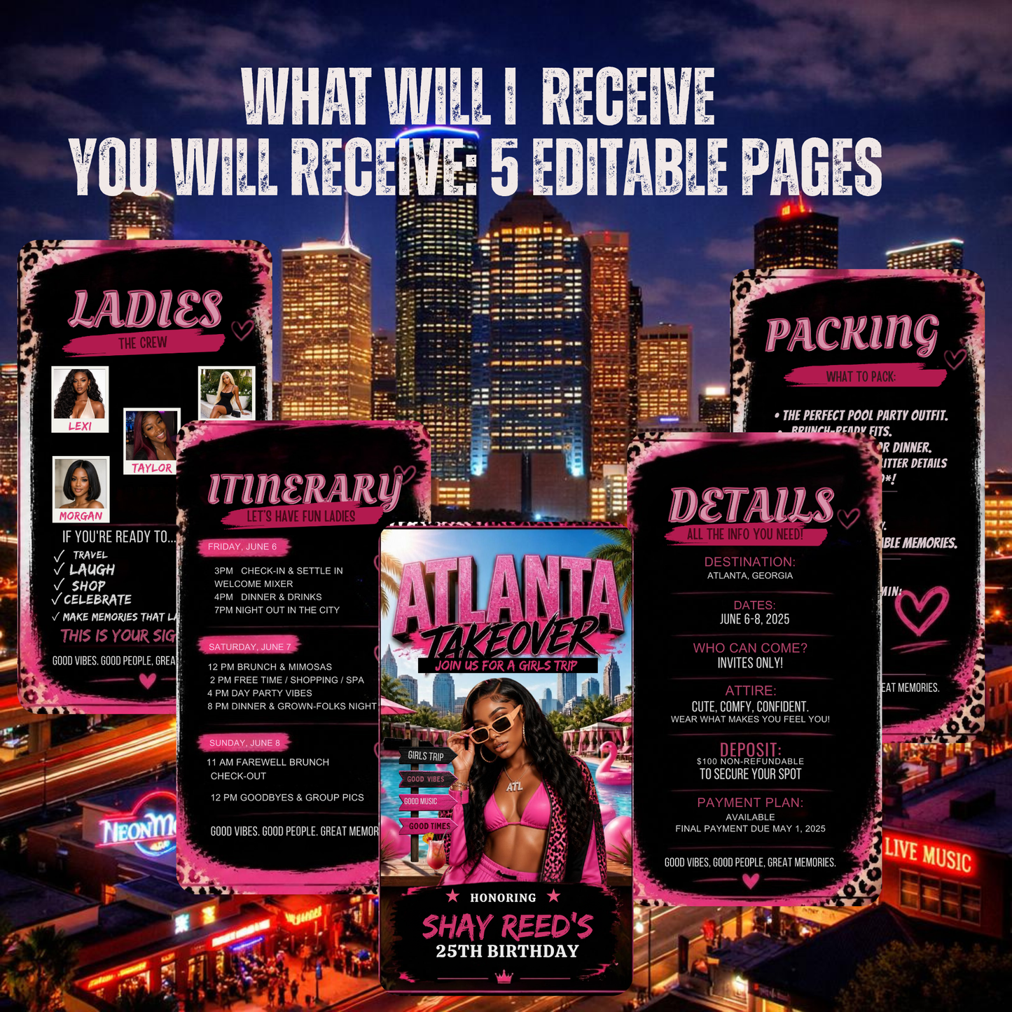 Atlanta Trip Invitation  Itinerary Video Template - Instant Download