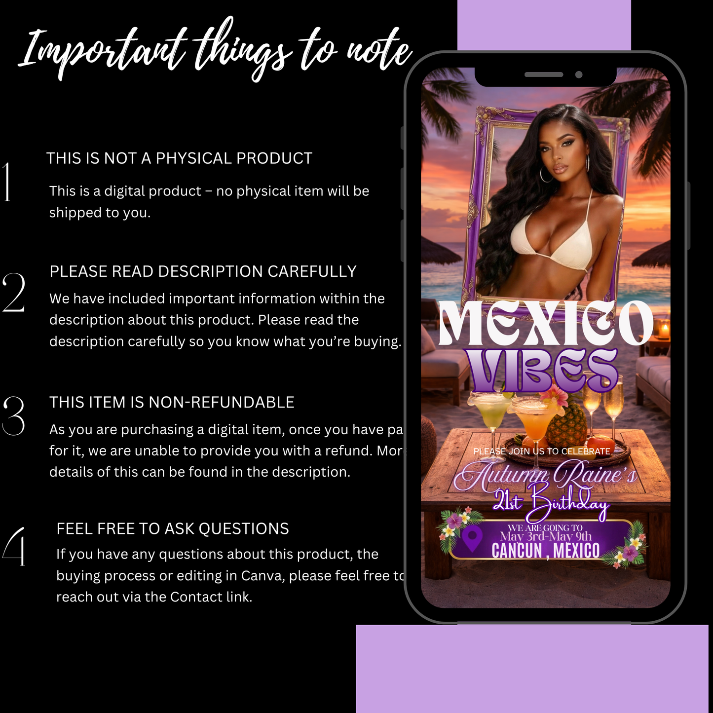 MEXICO TRIP INVITE Itinerary Template-Instant Download