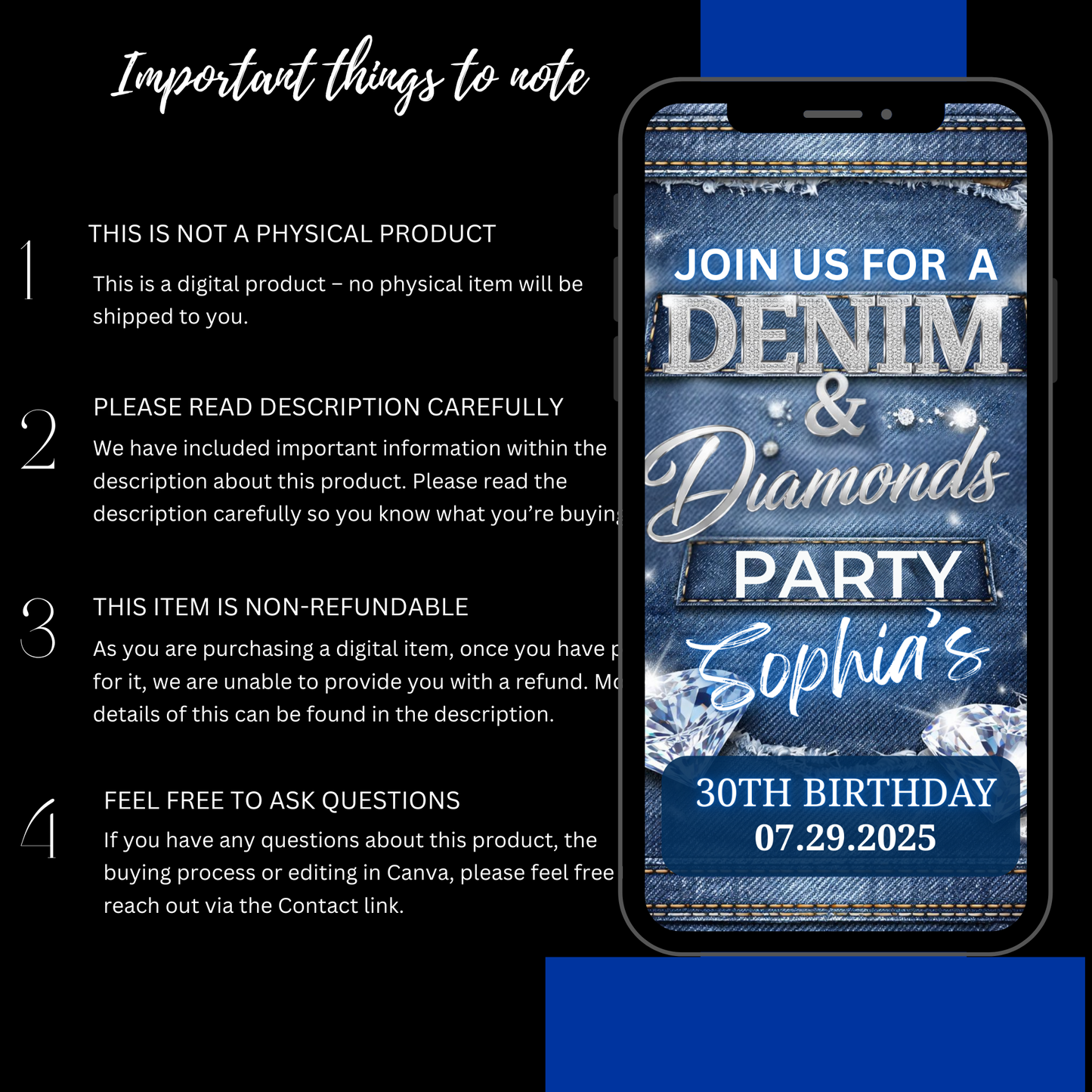 DENIM AND DIAMONDS BIRTHDAY PARTY ANIMATED INVITATION VIDEO-664