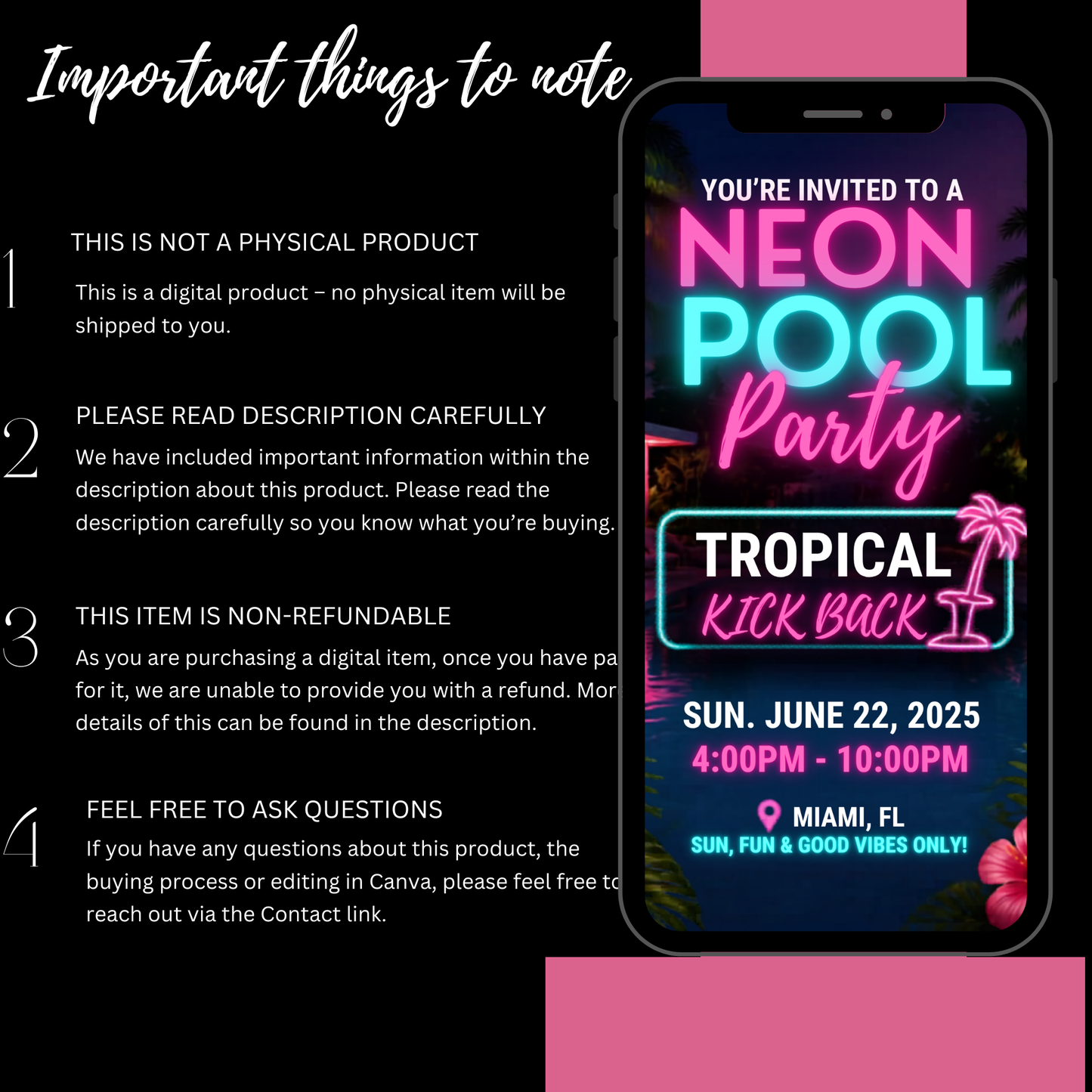 Neon Pool Party- Instant Download