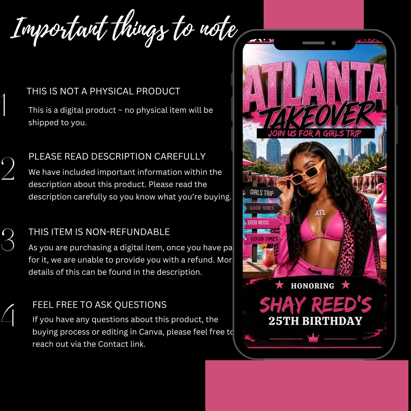 Atlanta Trip Invitation  Itinerary Video Template - Instant Download