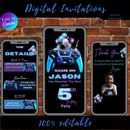 Game On- Birthday  Invitation D2