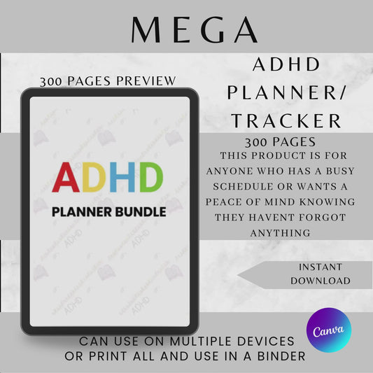 ADHD PLANNER/TRACKER MEGA BUNDLE
