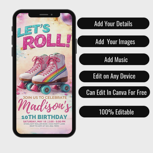 Skating Invitation Animated Template - Instant Download