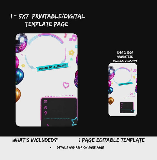 Skating Invitation Animated Template - Instant Download Canva